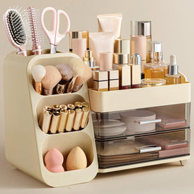 HBlife Makeup Organizer front view in beige