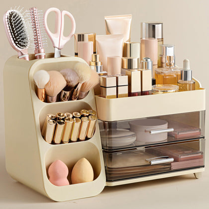 HBlife Makeup Organizer front view in beige