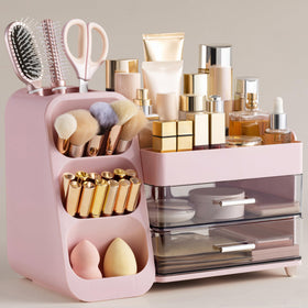 HBlife Makeup Organizer front view with drawers and compartments
