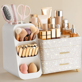 HBlife Makeup Organizer front view with large compartments