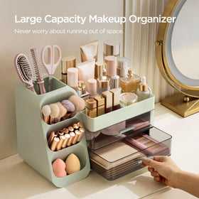 HBlife Makeup Organizer on a vanity with makeup items