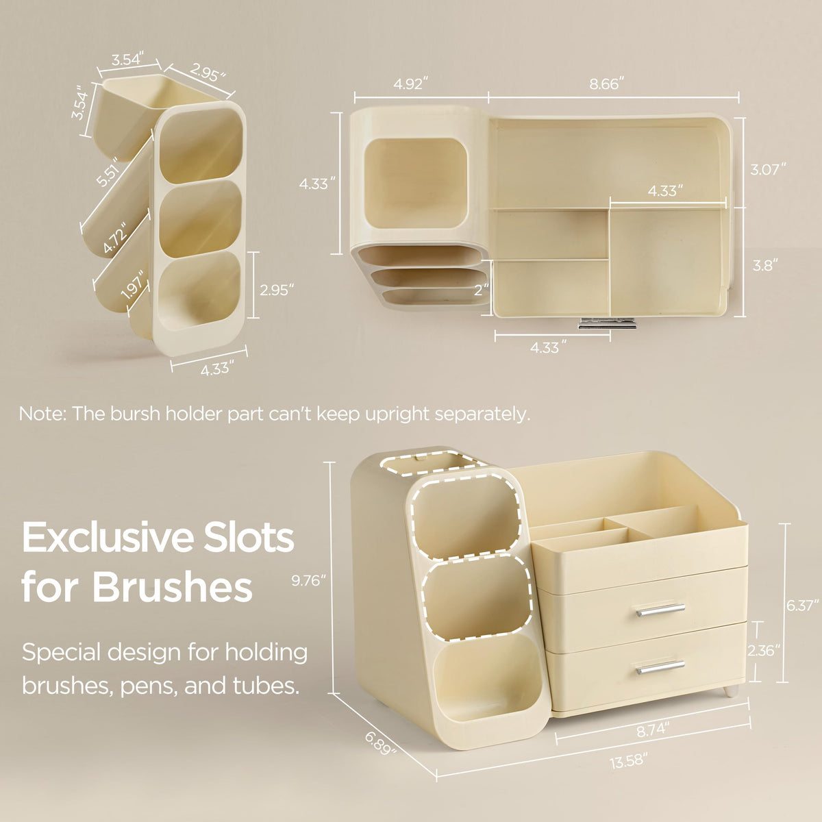 HBlife Makeup Organizer on bathroom counter with cosmetics