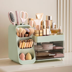 HBlife Makeup Organizer side view showcasing brush slots