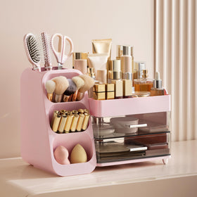 HBlife Makeup Organizer side view showing brush slots