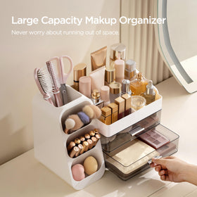 HBlife Makeup Organizer side view showing brush slots