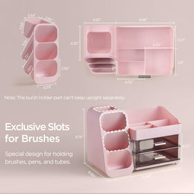 HBlife Makeup Organizer top view with makeup items arranged