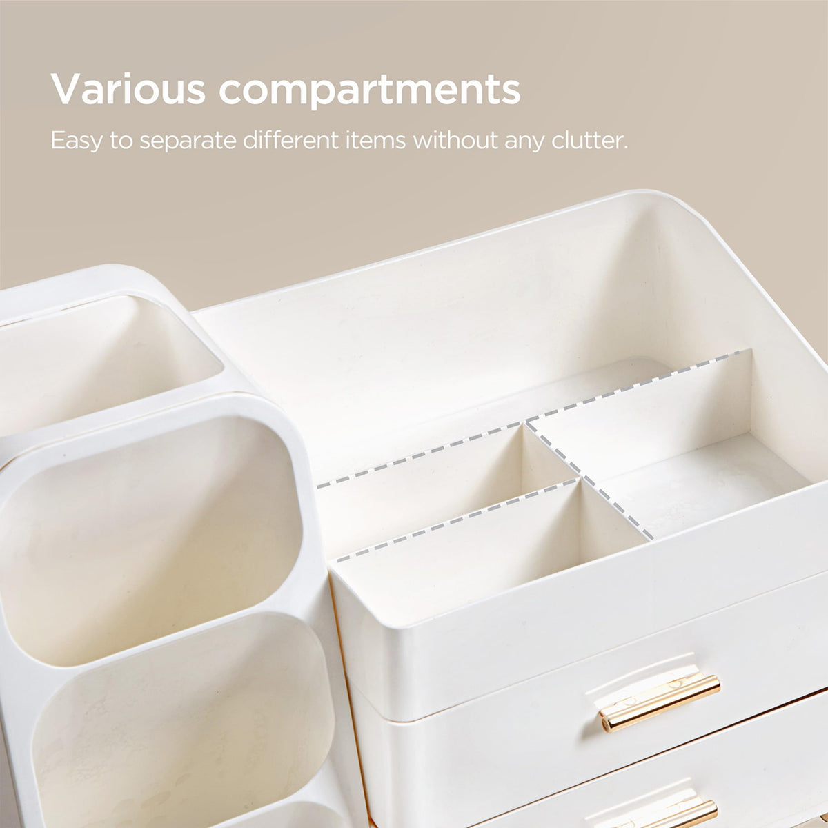 HBlife Makeup Organizer top view with skincare products