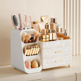 HBlife Makeup Organizer with brush holder and drawers