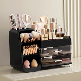 HBlife Makeup Organizer with brushes and cosmetics displayed