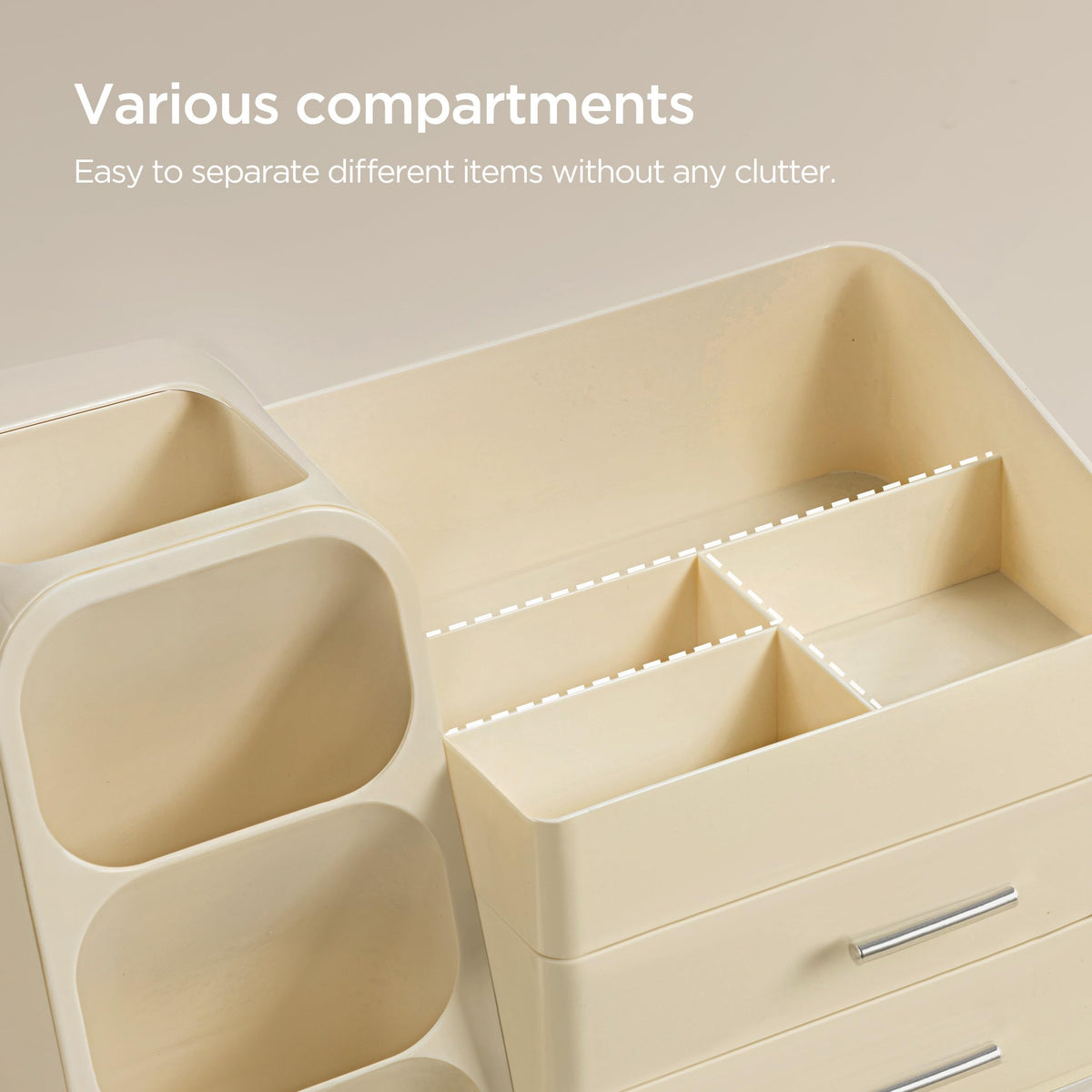 HBlife Makeup Organizer with drawers open displaying storage