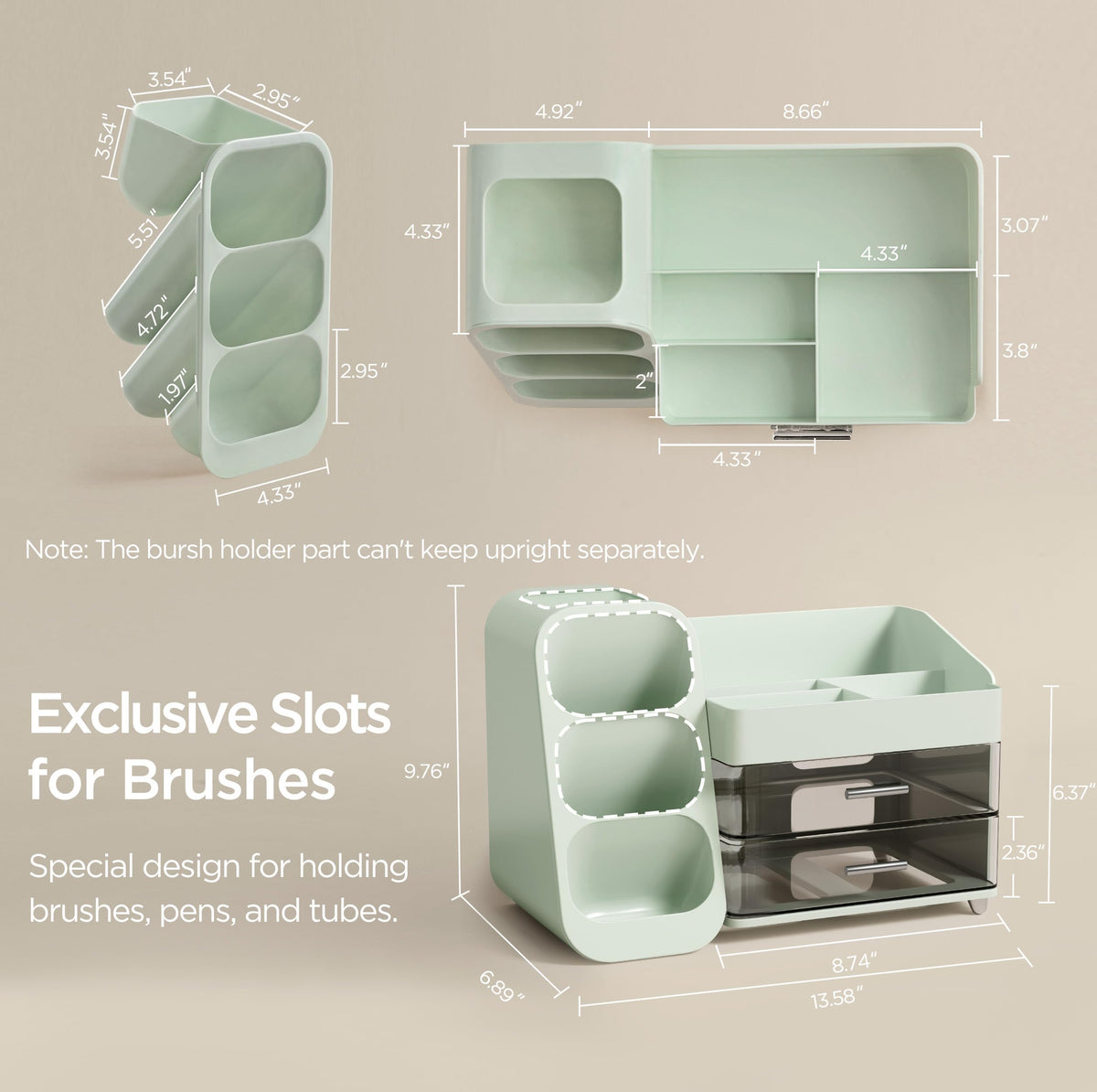 HBlife Makeup Organizer with drawers open displaying storage