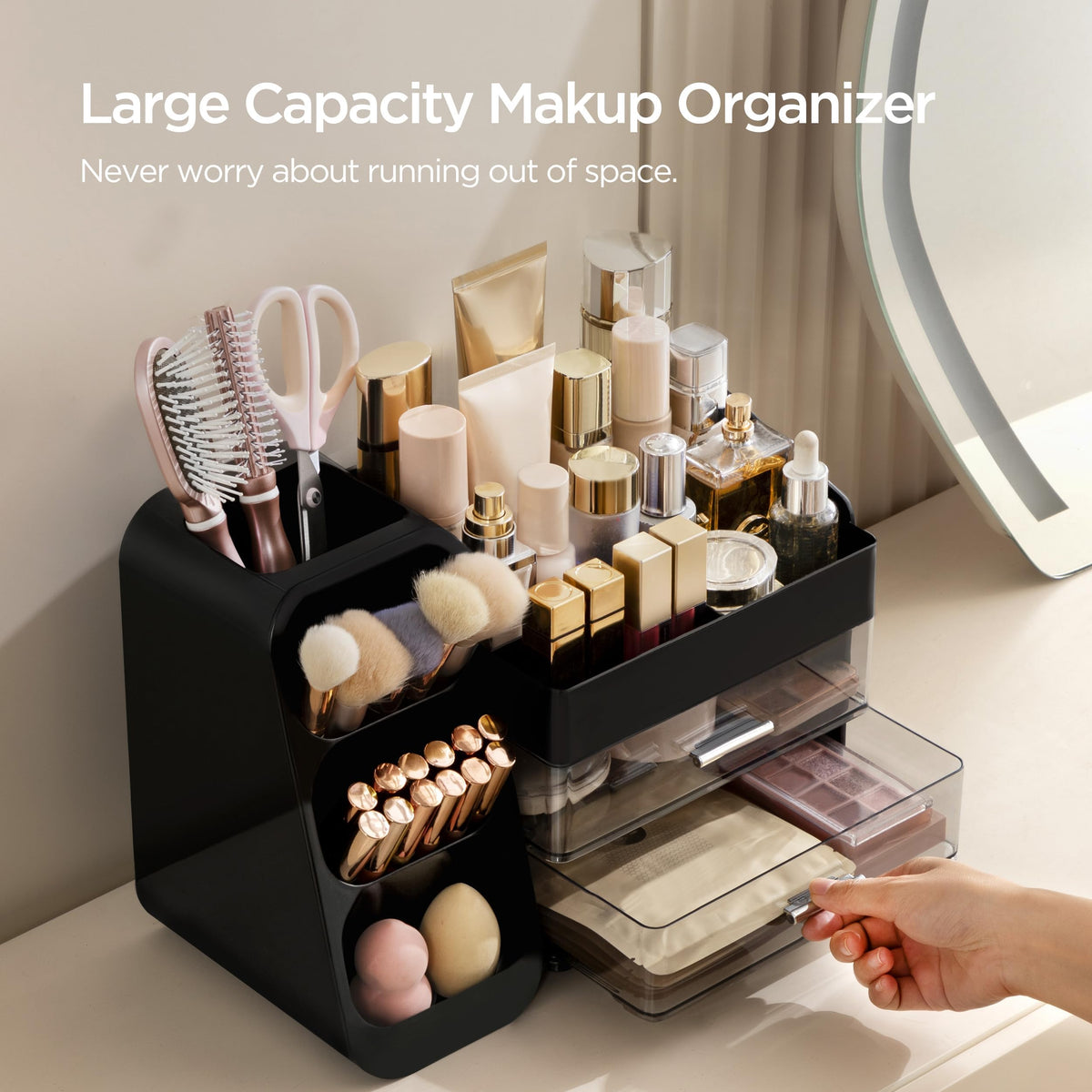 HBlife Makeup Organizer with two drawers and top compartments
