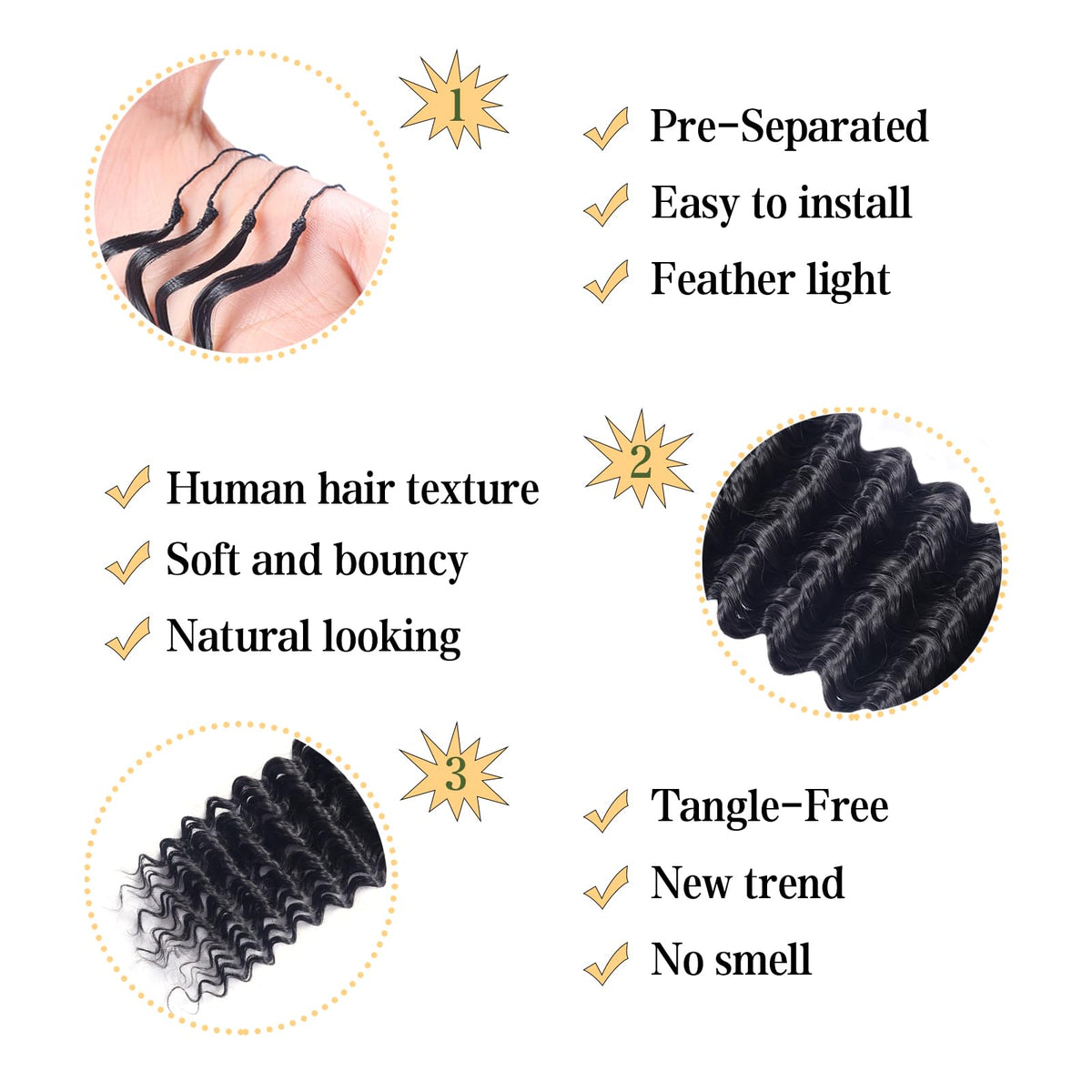 HBNK 18 Inch Miracle Feather Crochet Hair package details
