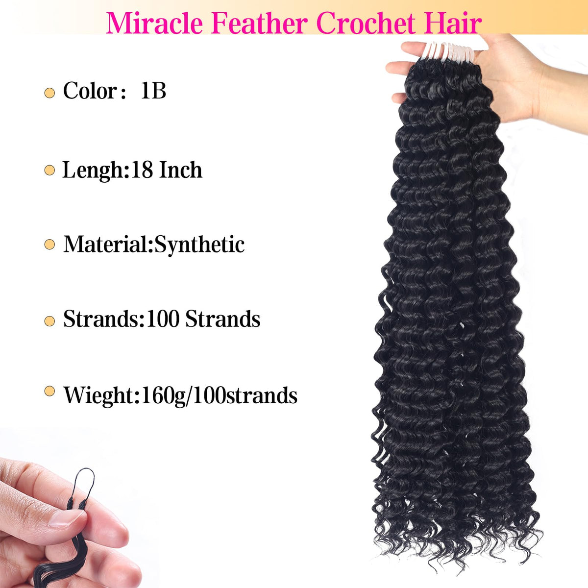 HBNK 18 Inch Miracle Feather Crochet Hair soft texture close-up