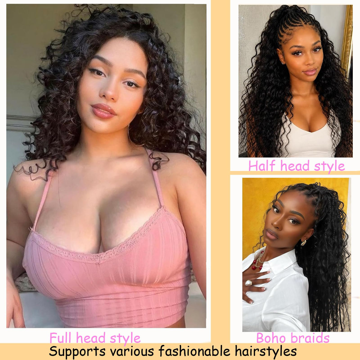 HBNK 18 Inch Miracle Feather Crochet Hair styled in a ponytail