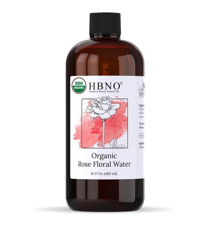 HBNO Organic Rose Water 16 fl oz front view