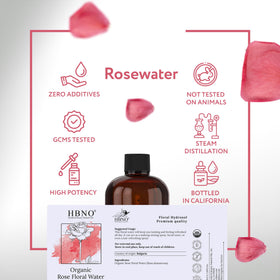 HBNO Organic Rose Water in a skincare setting