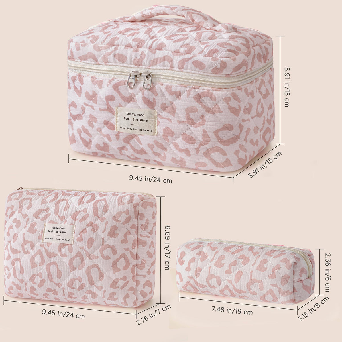 HBselect floral makeup bag on a vanity with cosmetics