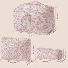 HBselect floral makeup bag on a vanity with cosmetics