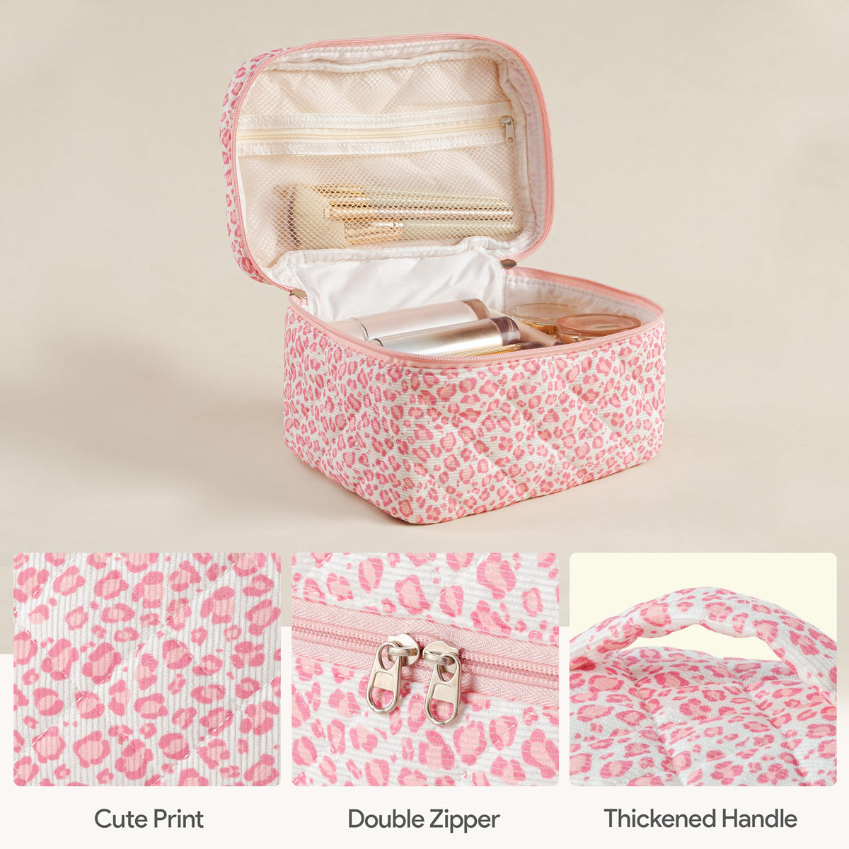 HBselect large makeup bag size 10.6 x 6.5 inches