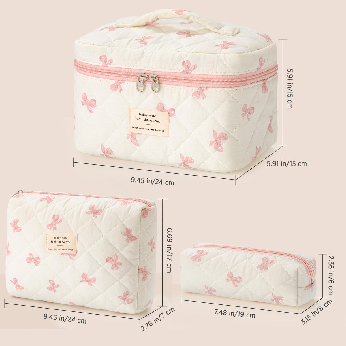 HBselect makeup bag set displayed on a vanity