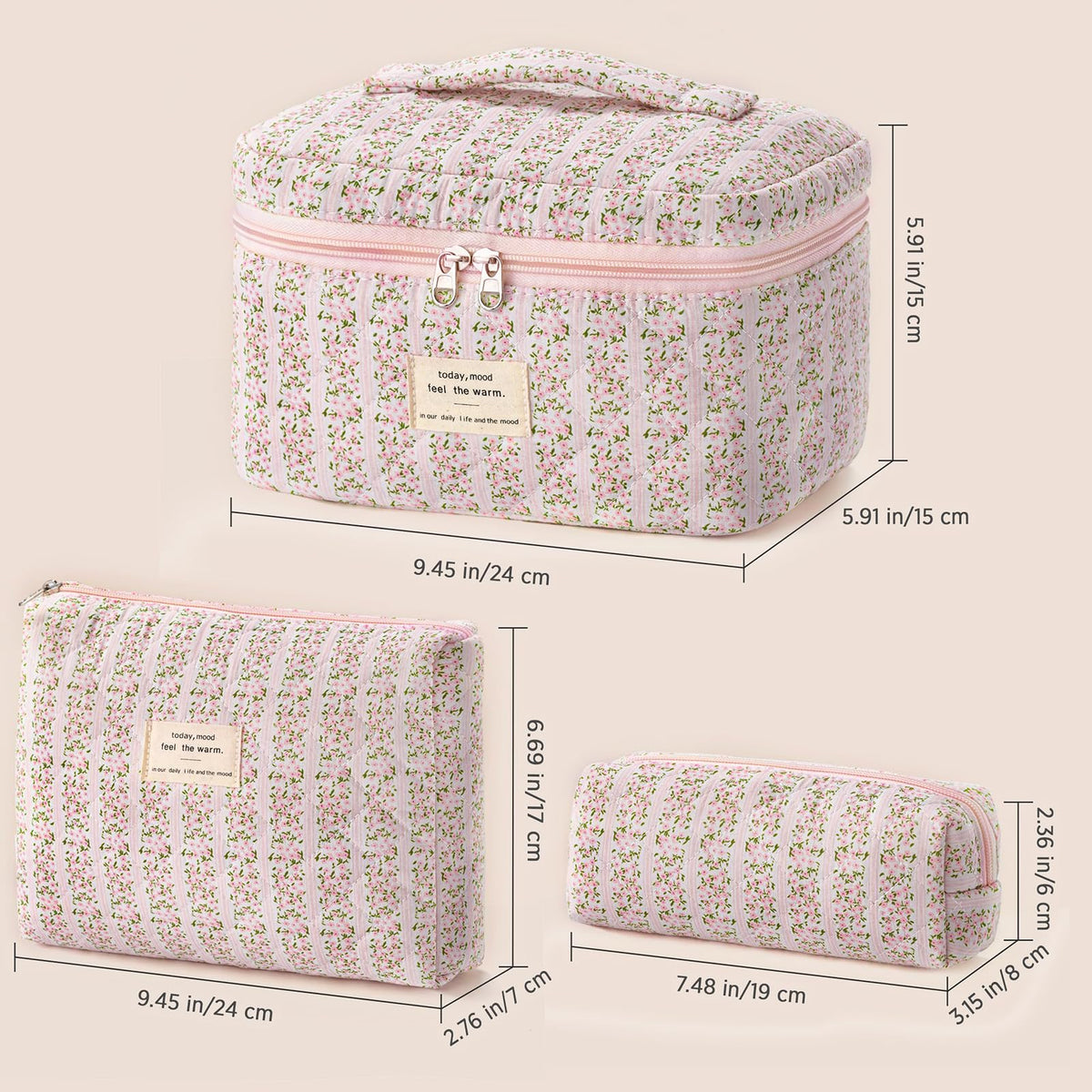 HBselect makeup bag set in a travel suitcase