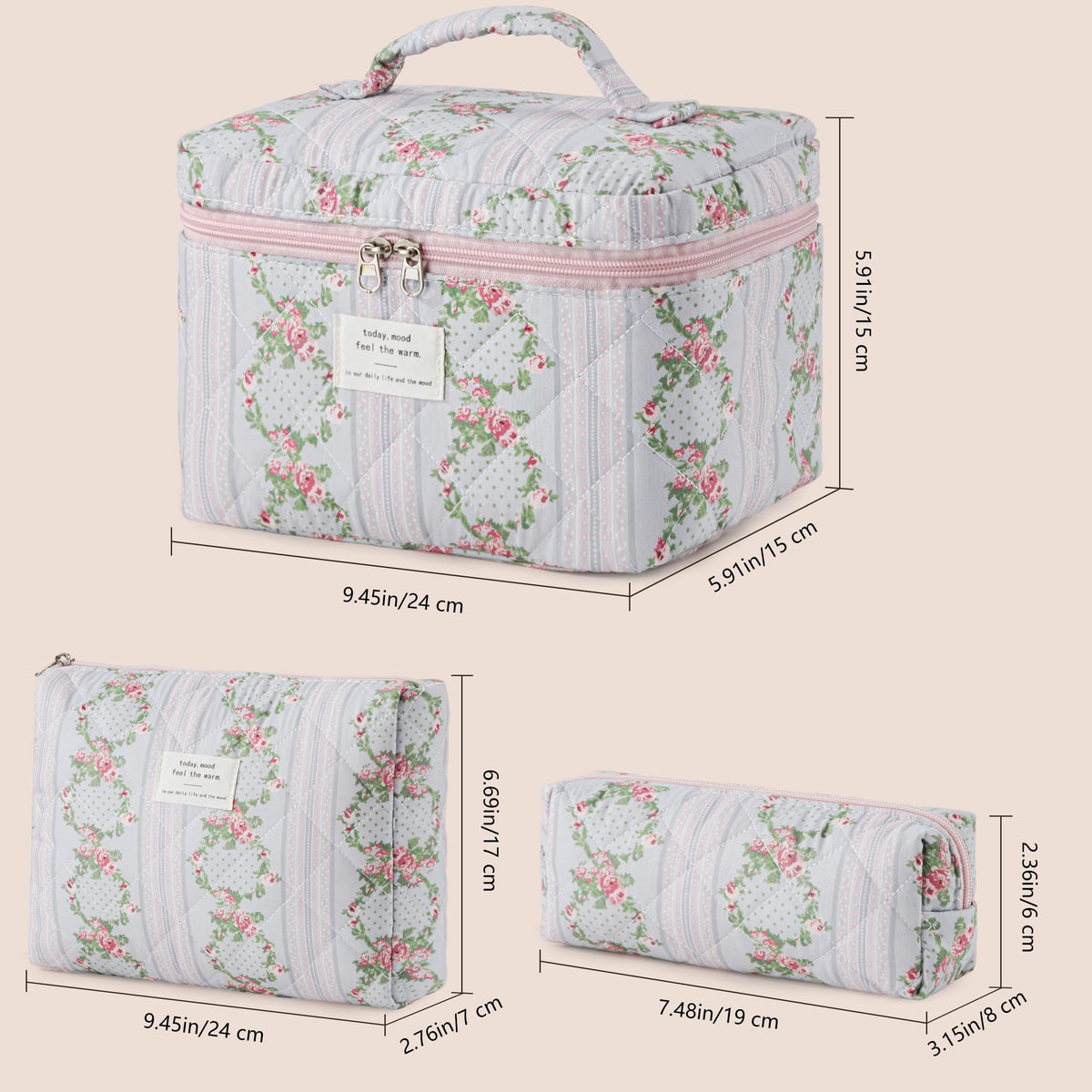 HBselect makeup bag set in a travel suitcase
