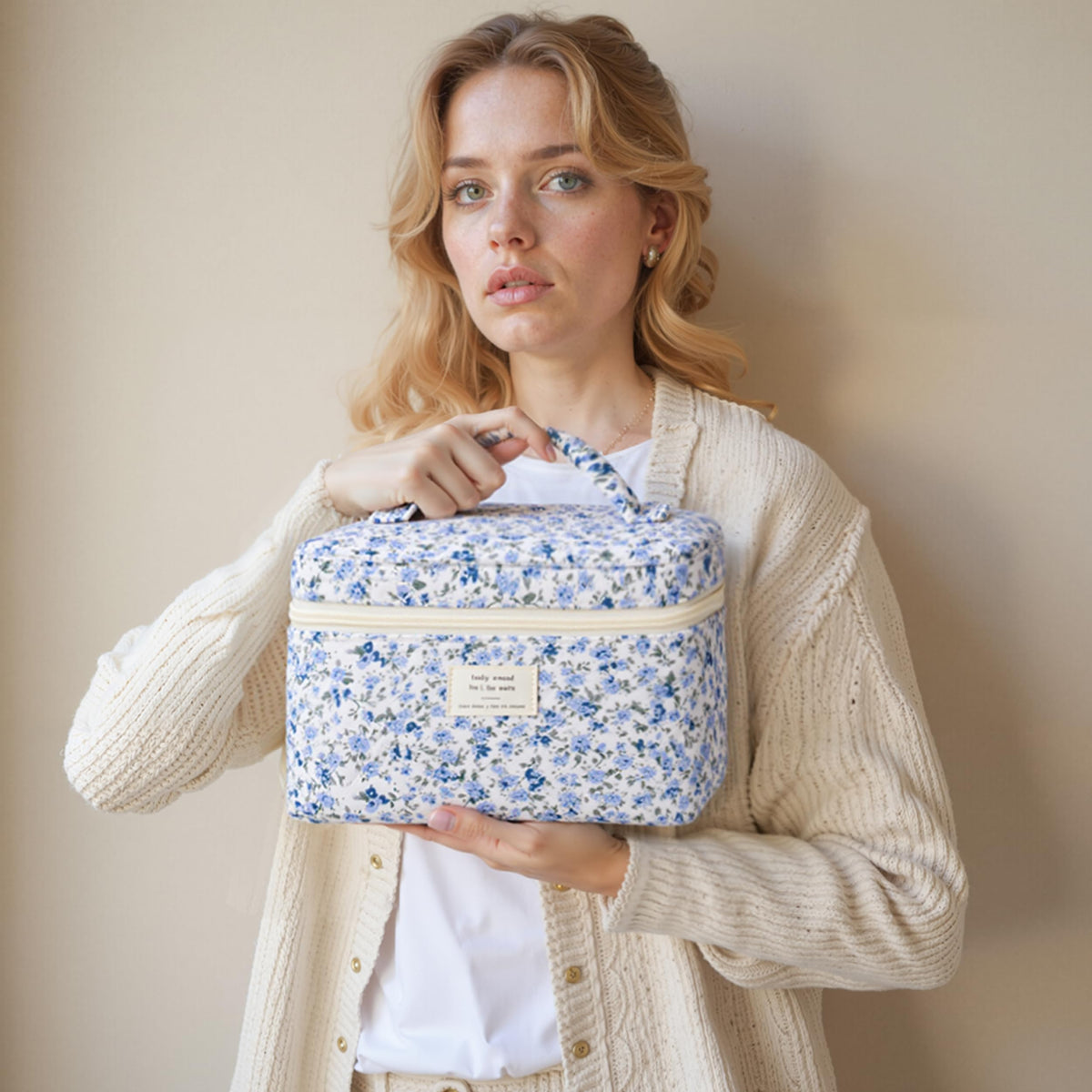 HBselect makeup bags in a travel setting