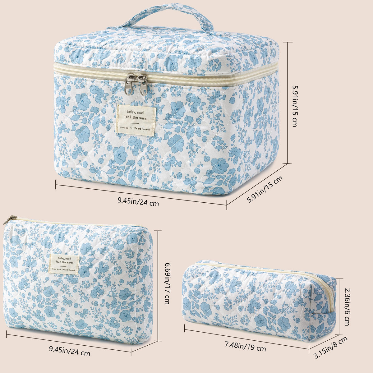 HBselect makeup bags neatly organized in a suitcase