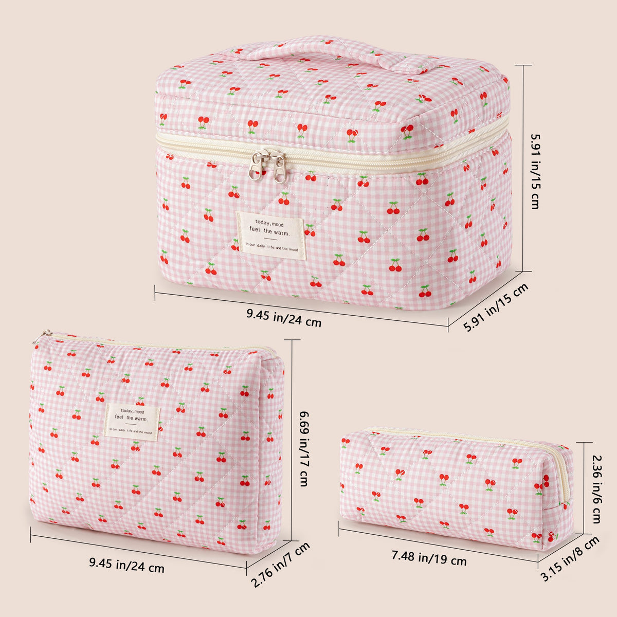 HBselect makeup bags set displayed on a vanity table