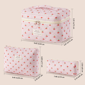 HBselect makeup bags set displayed on a vanity table