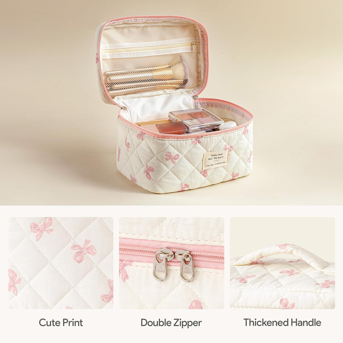 HBselect medium makeup bag with floral pattern side view