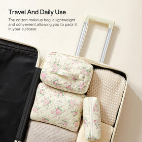 HBselect Medium Makeup Bag with floral pattern, side view