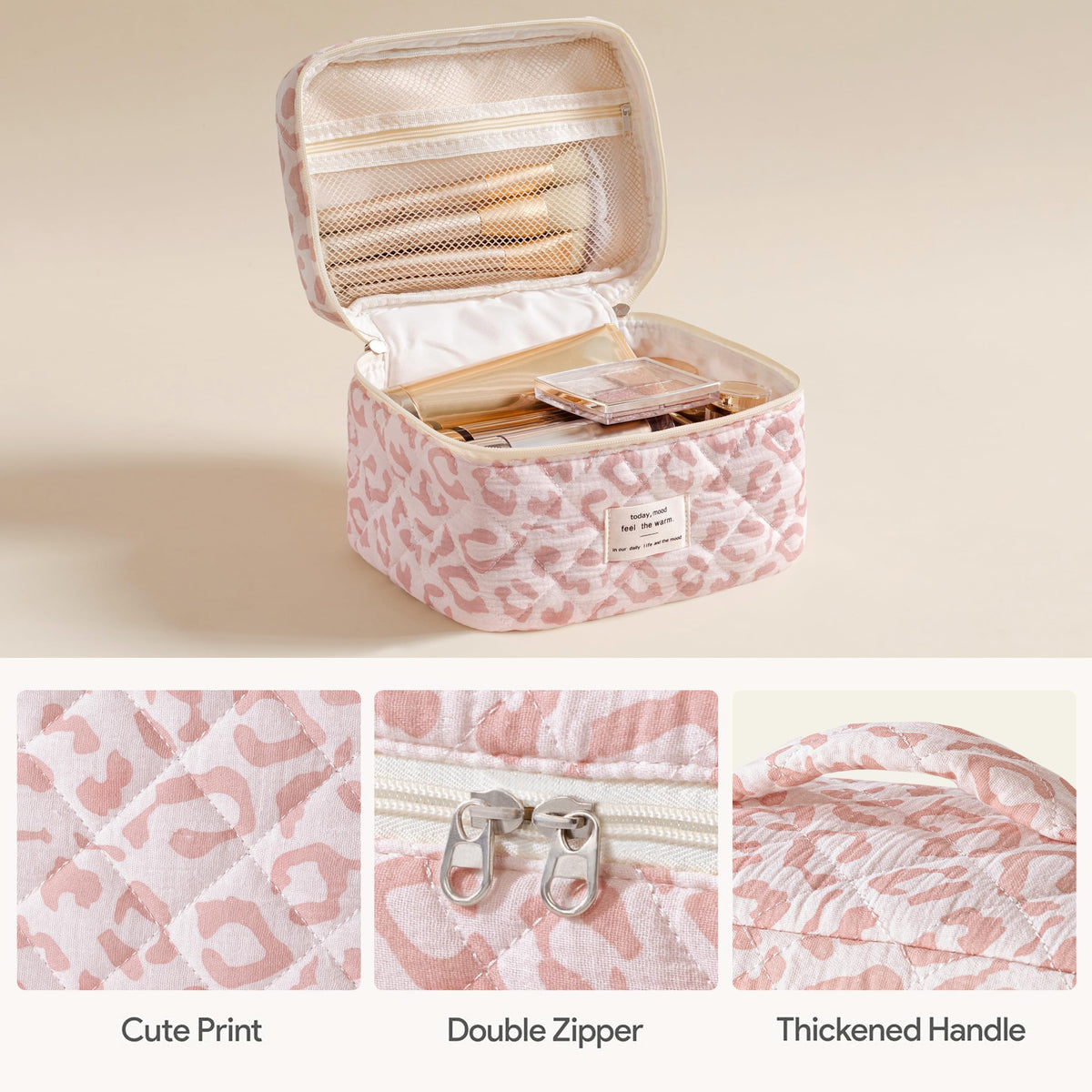 HBselect medium quilted makeup bag with zipper detail