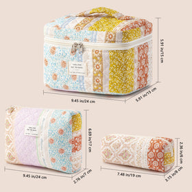 HBselect Quilted Makeup Bag large bag interior with compartments