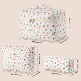 HBselect Quilted Makeup Bag large size open showing contents