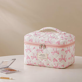 HBselect Quilted Makeup Bag packed in a suitcase