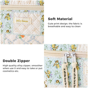 HBselect Quilted Makeup Bag Set arranged on a table