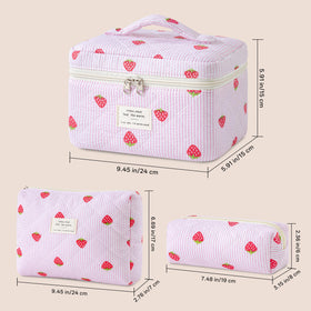 HBselect Quilted Makeup Bag set displayed on a vanity