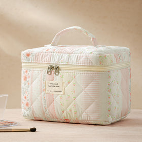 HBselect Quilted Makeup Bag Set displayed on a vanity