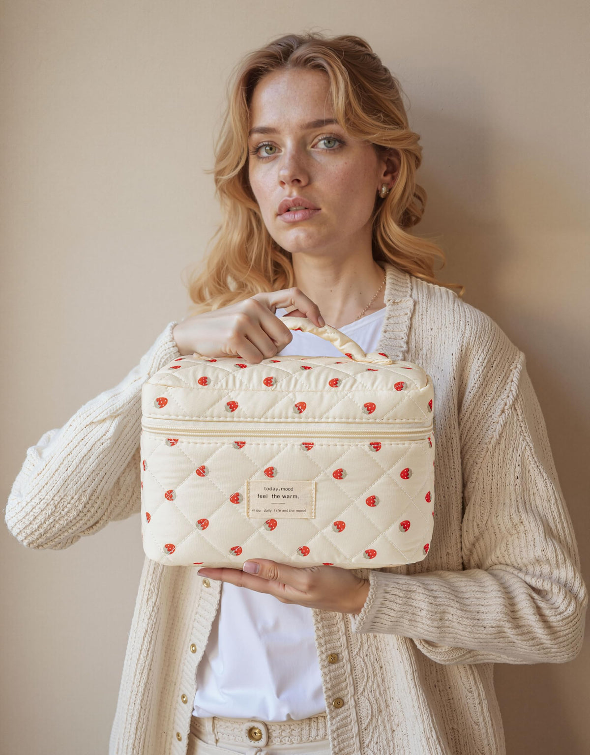 HBselect Quilted Makeup Bag Set featuring all three sizes