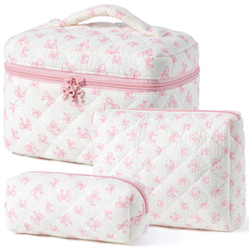 HBselect Quilted Makeup Bag Set front view with floral design