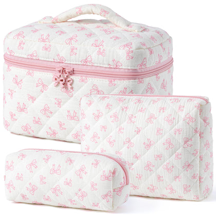 HBselect Quilted Makeup Bag Set front view with floral design
