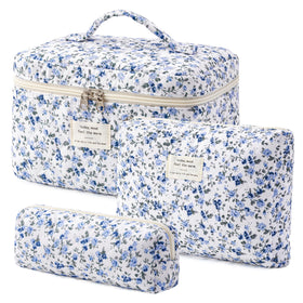 HBselect Quilted Makeup Bag Set front view with floral design