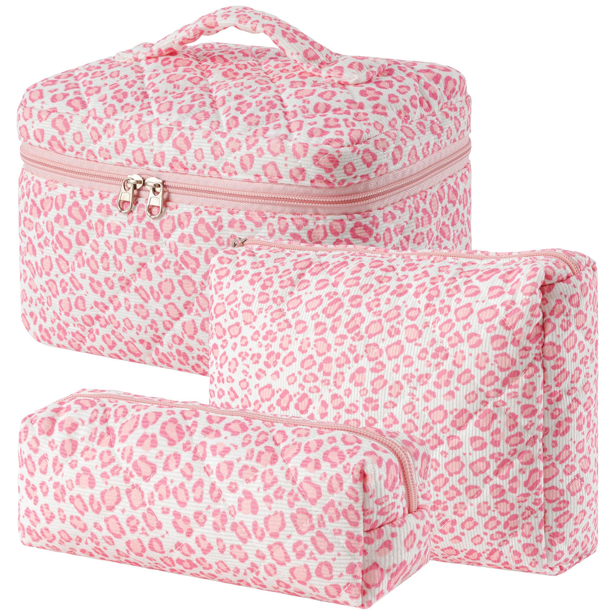 HBselect Quilted Makeup Bag Set front view with floral design