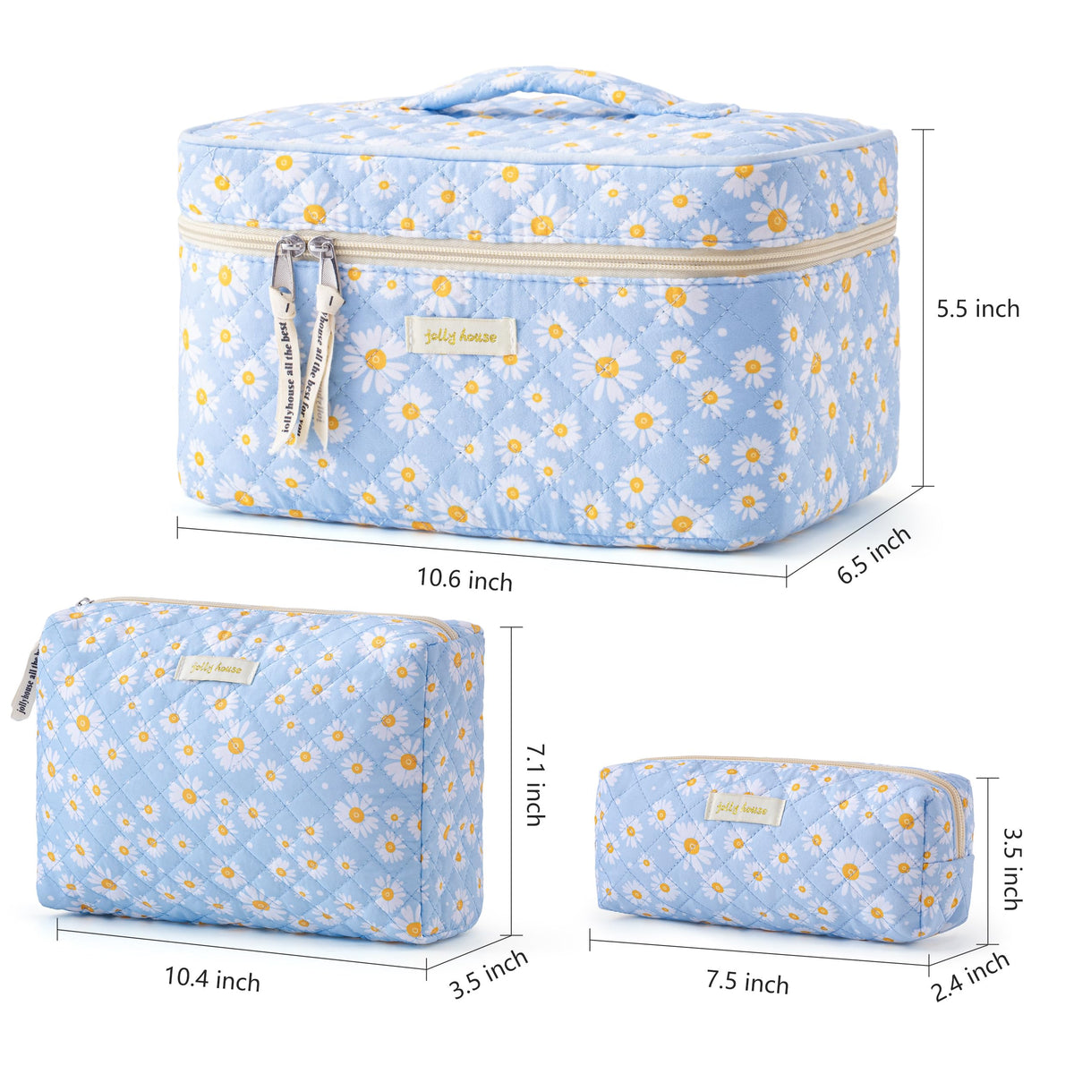 HBselect Quilted Makeup Bag Set in a stylish arrangement