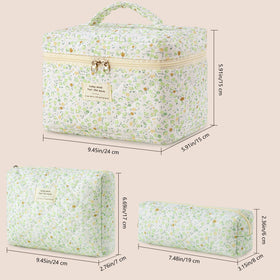HBselect Quilted Makeup Bag Set in a travel suitcase