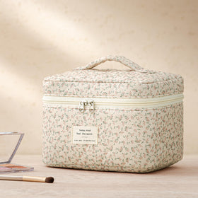 HBselect Quilted Makeup Bag Set in a travel suitcase