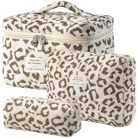 HBselect Quilted Makeup Bag Set in floral design, front view
