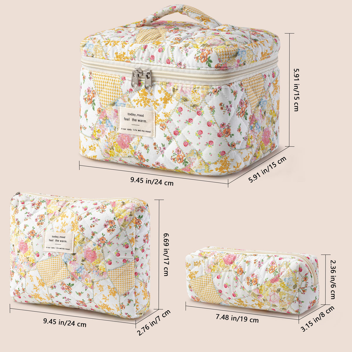 HBselect Quilted Makeup Bag set inside a suitcase